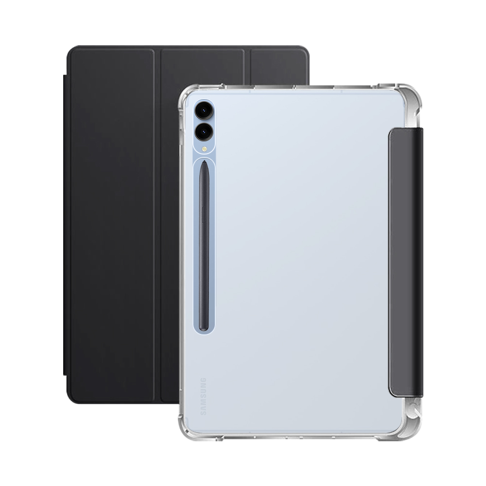 갤럭시탭 S9 FE 플러스 케이스 투명 S펜 수납 스마트 커버 폴리오 블랙, 탭 S9 FE+/S9+ - 상세 이미지 5