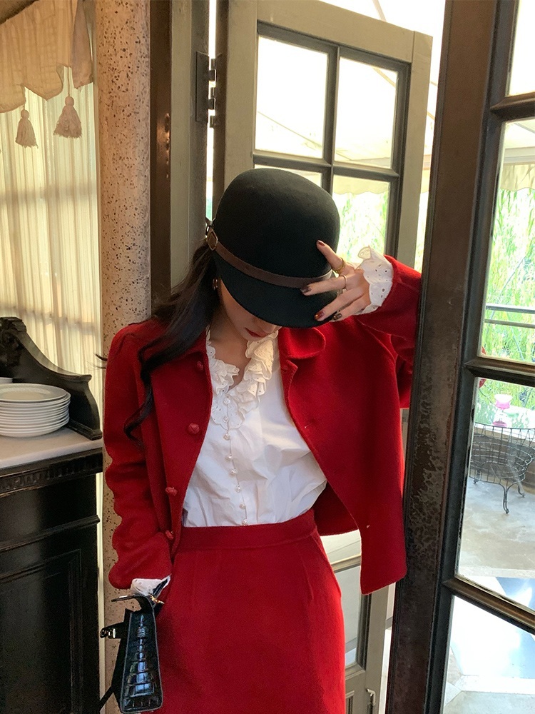 프릴 러플 블라우스 셔츠 루즈핏 프렌치 감성 무드 유니크 여자 연예인 패션 디자인 화이트 - 상세 이미지 5