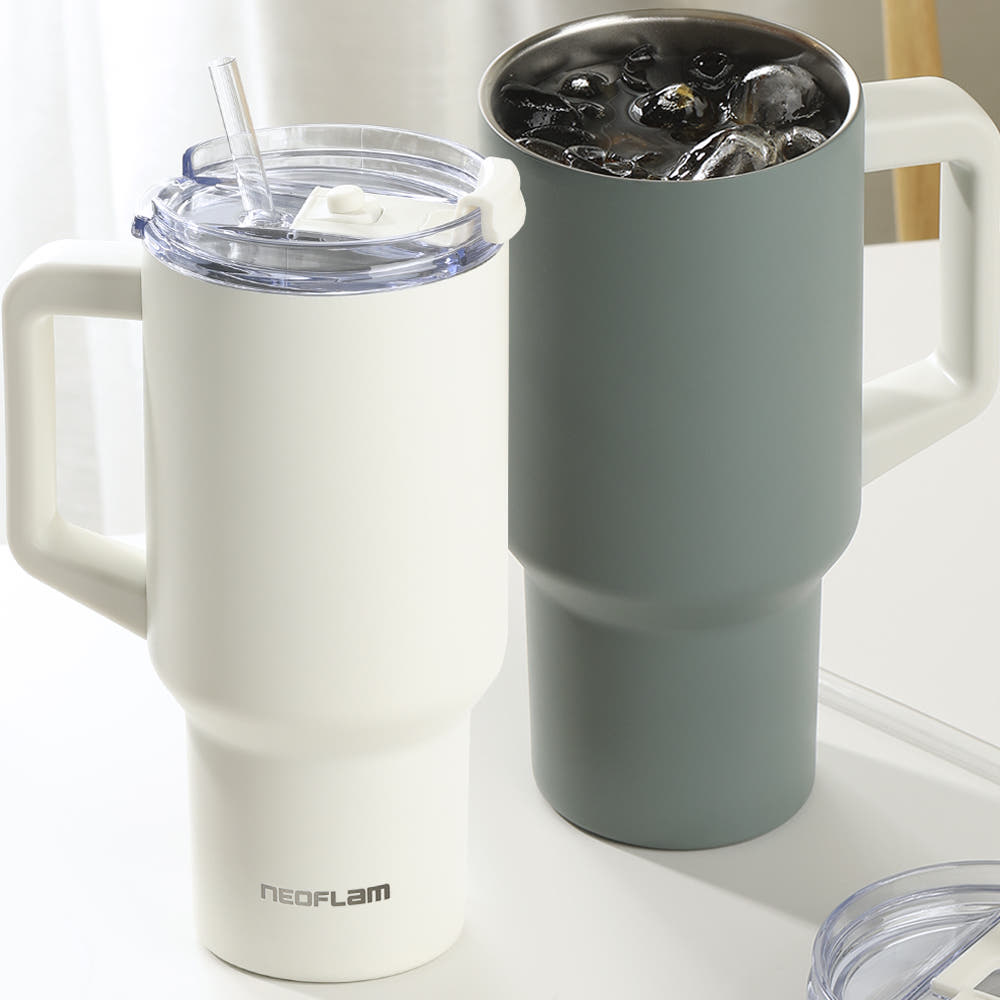 리빙스토리 네오플램 대용량 보온 보냉 스텐 텀블러 900ml 그린