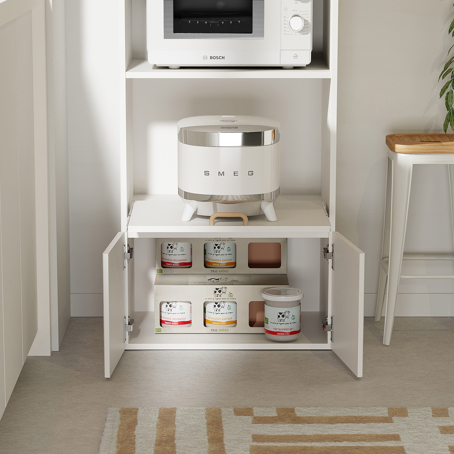 템바보드 렌지대 수납장 600 선반 밥솥 레일 미니 전자렌지대