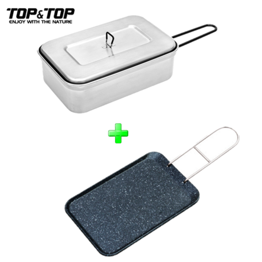 탑앤탑 스텐 캠핑 반합 사각팬 세트 백패킹 군용 코펠 ST 메스틴 찜망