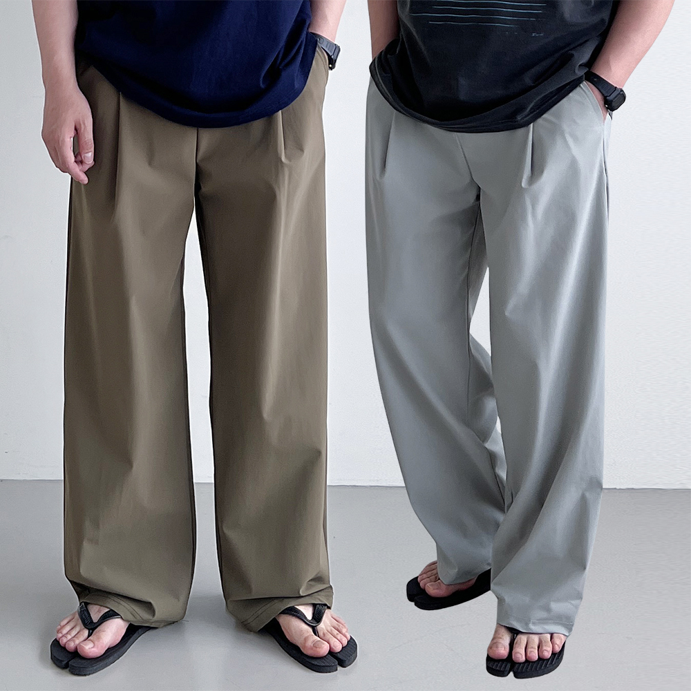 1+1 남자냉장고바지 남자여름슬랙스 벌룬팬츠 와이드팬츠 - 상품 이미지