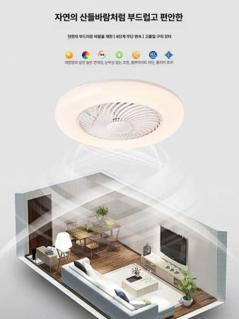 [해외]천장형리모컨선풍기 실링팬 전등 55CM 북유럽 특별 할인 45 백색광-에어 없음