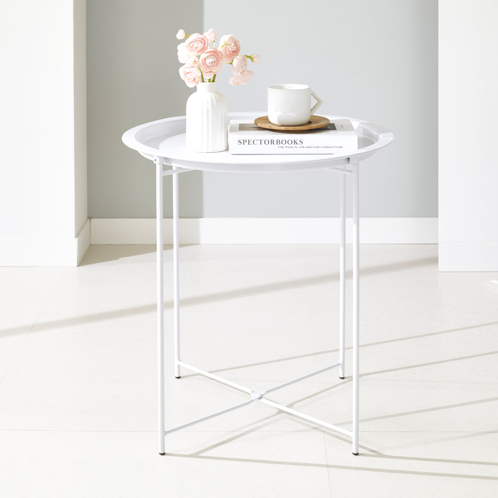 접이식 원형 트레이 사이드 테이블 협탁 티테이블