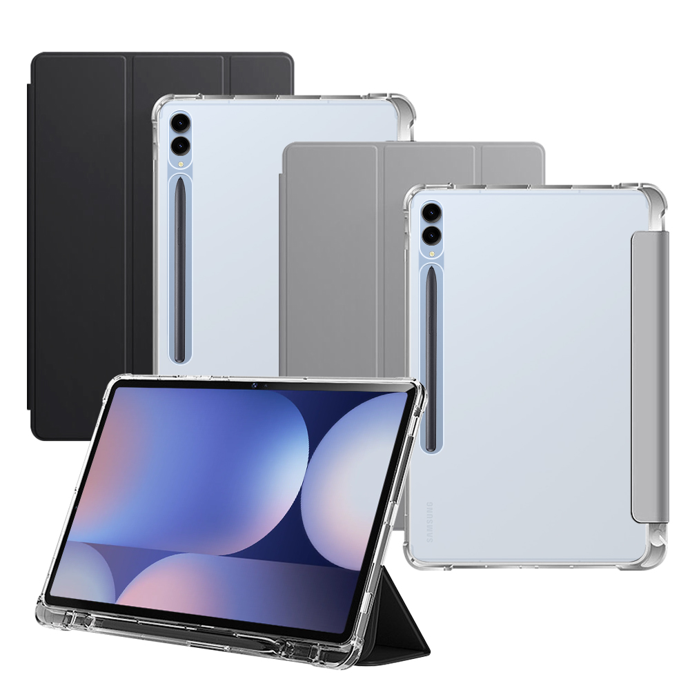 갤럭시탭 S9 FE 플러스 케이스 투명 S펜 수납 스마트 커버 폴리오 블랙, 탭 S9 FE+/S9+ - 상세 이미지 2