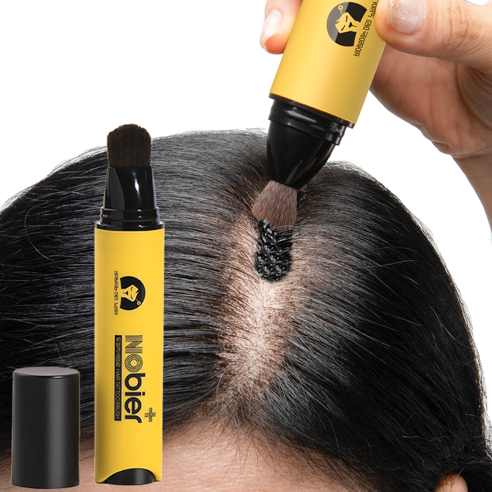 노비어 두피 타투 바르는 흑채 쿠션 여성 헤어 라인 쉐도우 탈모 커버 남자 정수리 퍼프염색