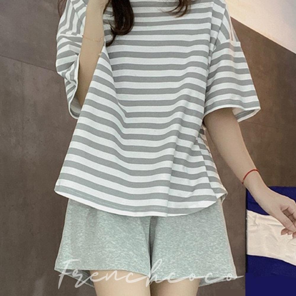 프렌치코코 캡내장 반팔 잠옷 파자마 상하의 세트 - 상품 이미지