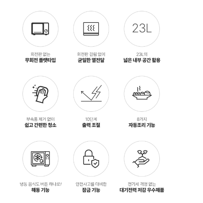 매직쉐프 전자레인지 23L 가정용 전자랜지 식당 무회전 대용량 렌지