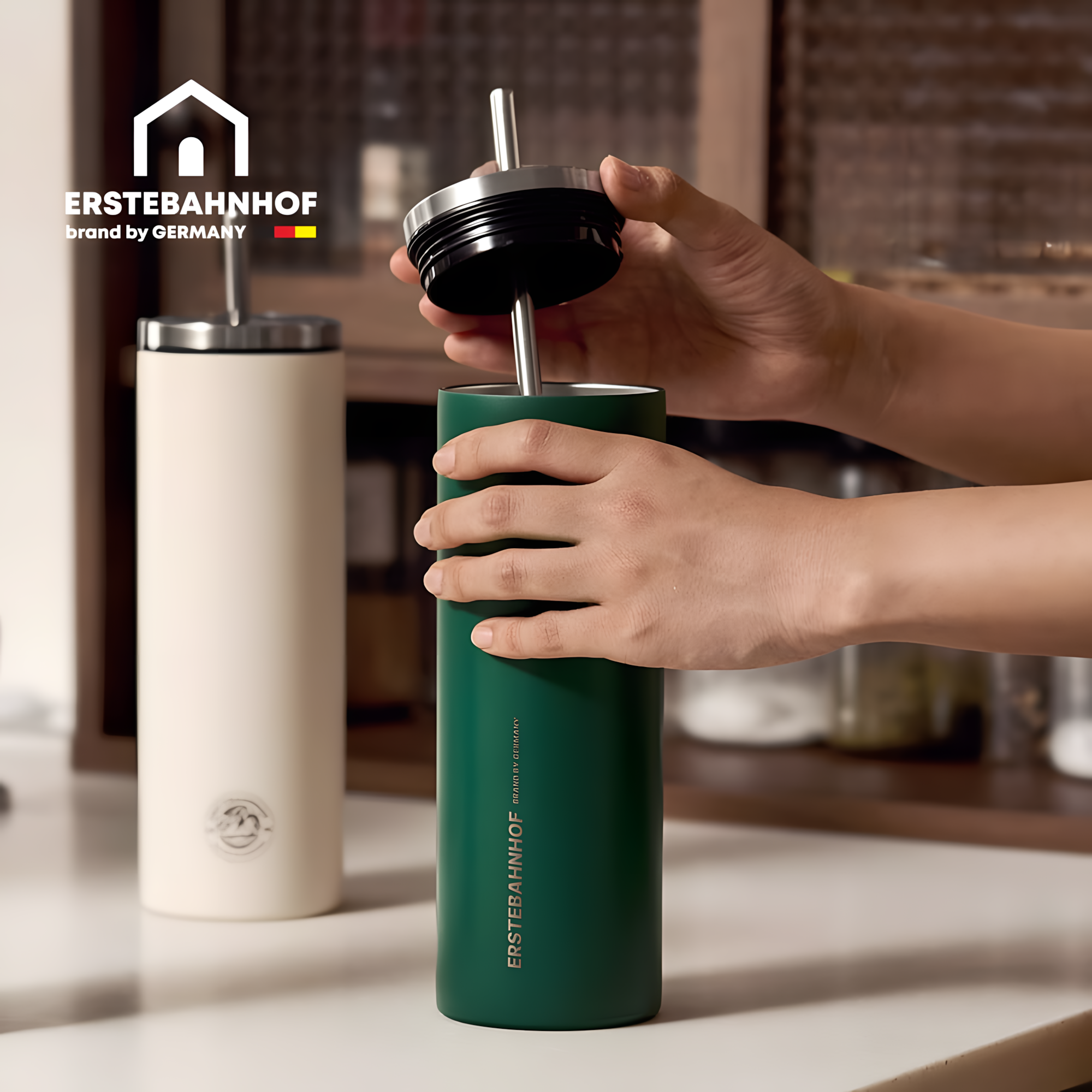 리유저블 보온보냉 진공 스테인레스 텀블러 600ml, 크림