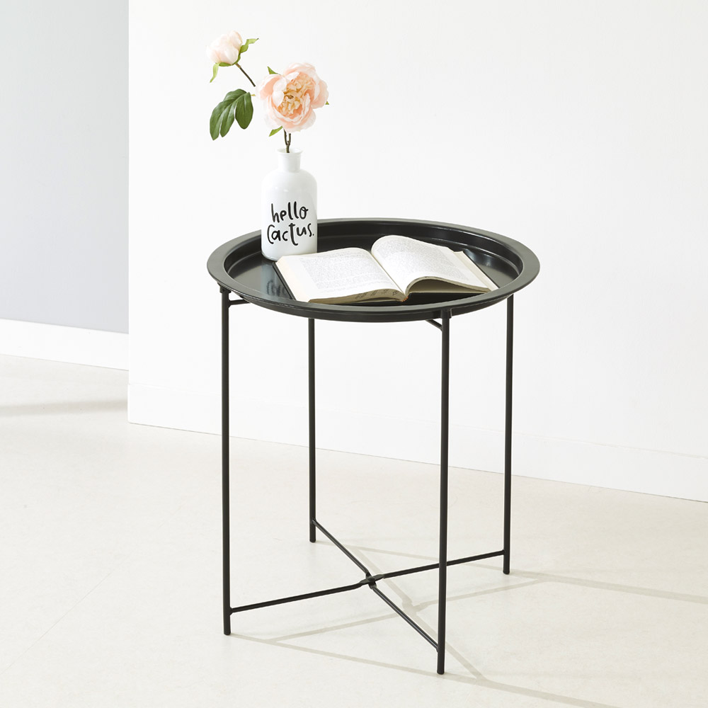 접이식 원형 트레이 사이드 테이블 협탁 티테이블