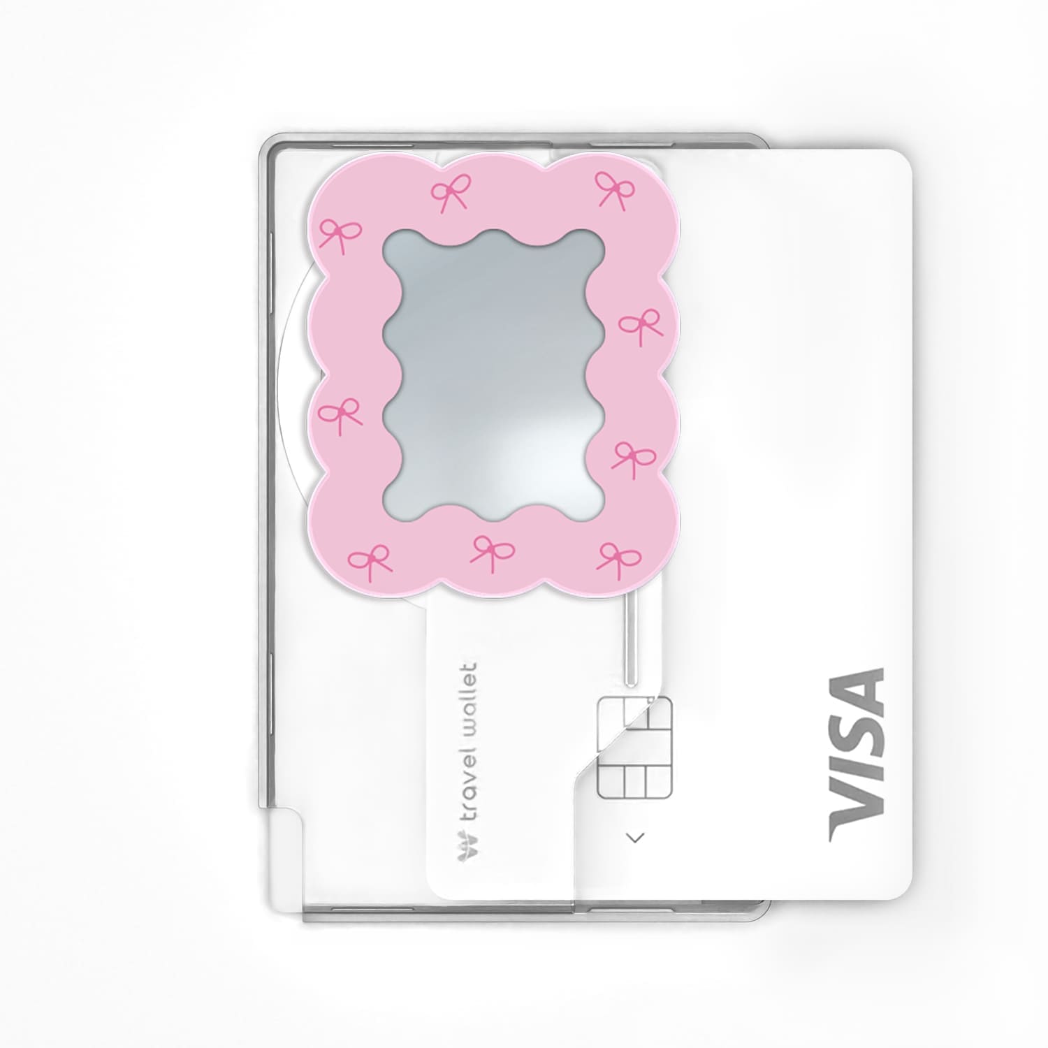 맥세이프 카드지갑 그립톡 미러 폼폼 리본 핑크