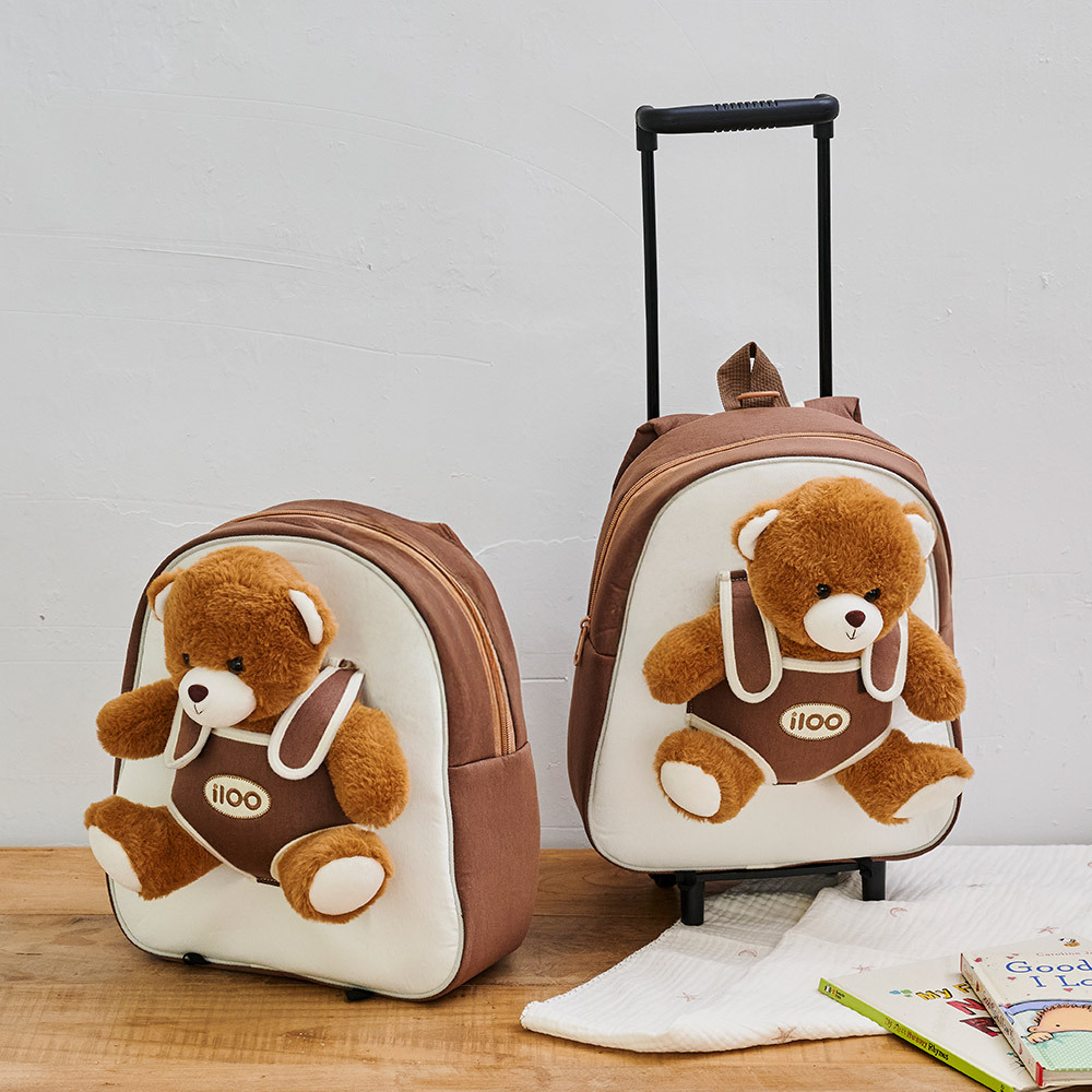 i100 허그미 아기 아이 어린이 키즈 캐리어 백팩 여행가방 모카베어