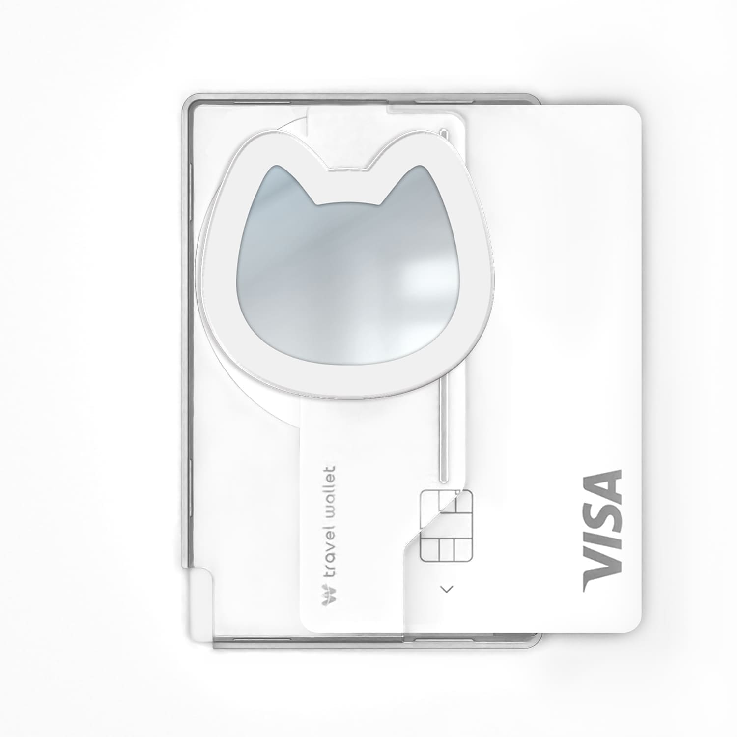 168cm 맥세이프 카드지갑 거울 그립톡 카드2장 야옹이 화이트