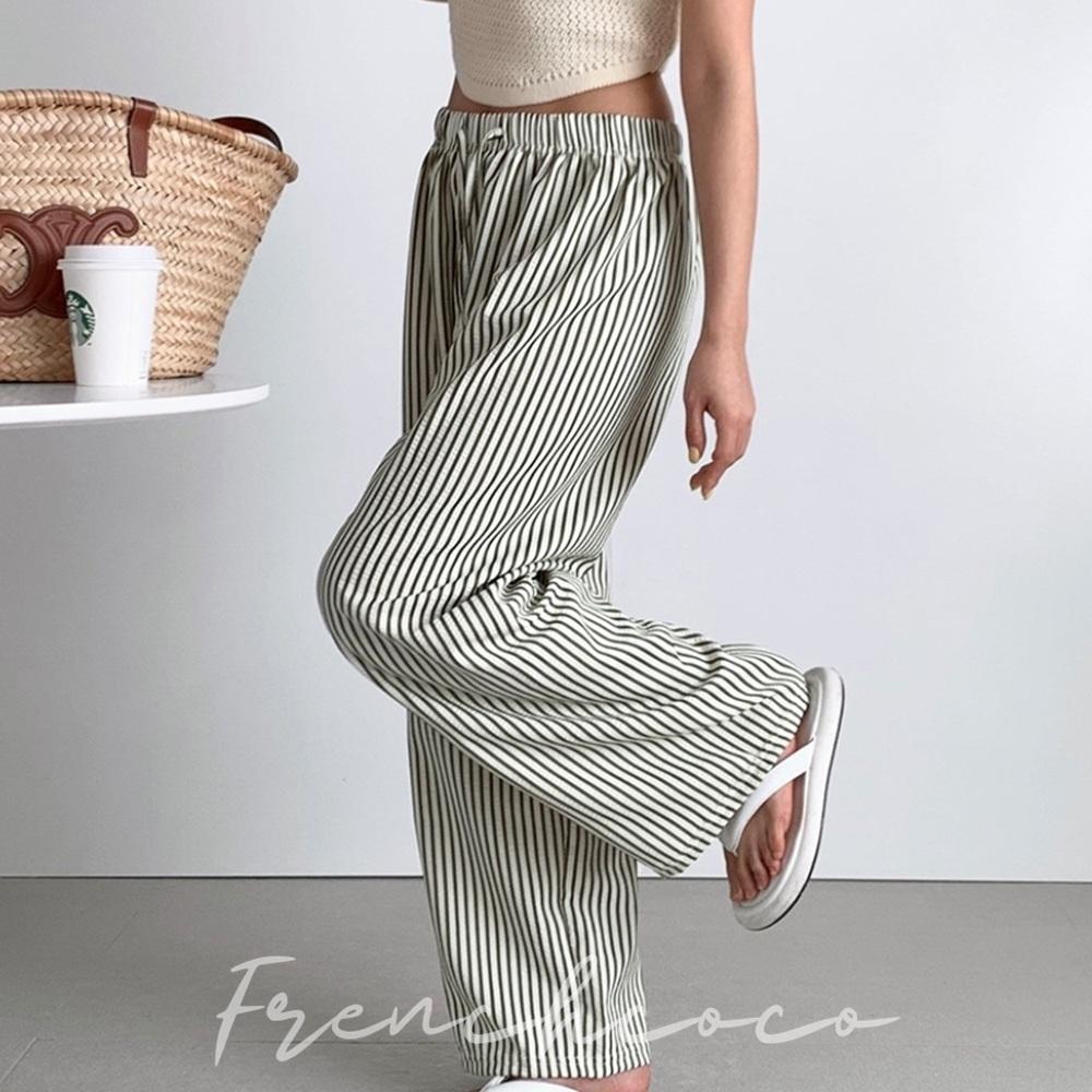프렌치코코 세로 스트라이프 바지 면팬츠 시원한 - 상품 이미지