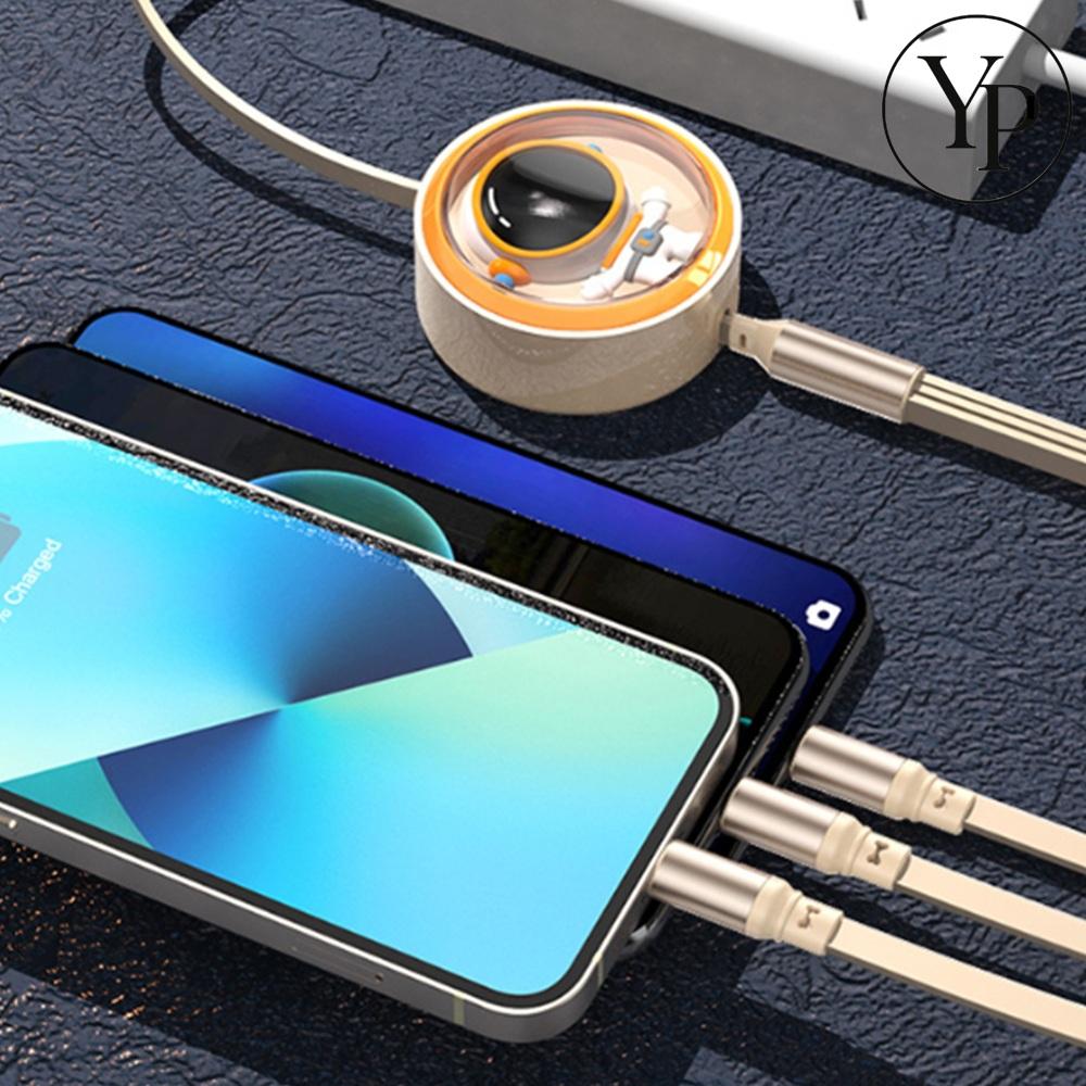우주비행사 3대 충전 케이블 C타입 아이폰 3in1 USB 휴대폰 고속충전기