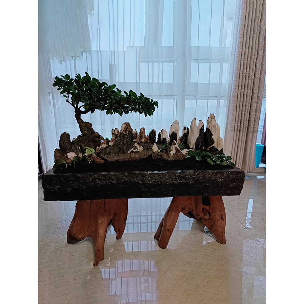 대형 사각 수반 돌화분 실내연못 정원 장식 석재 조경 60x40x10cm - 상세 이미지 4