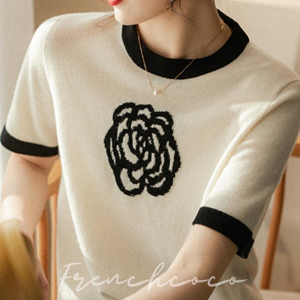 프렌치코코 여름 니트 플라워 반팔 - 상품 이미지