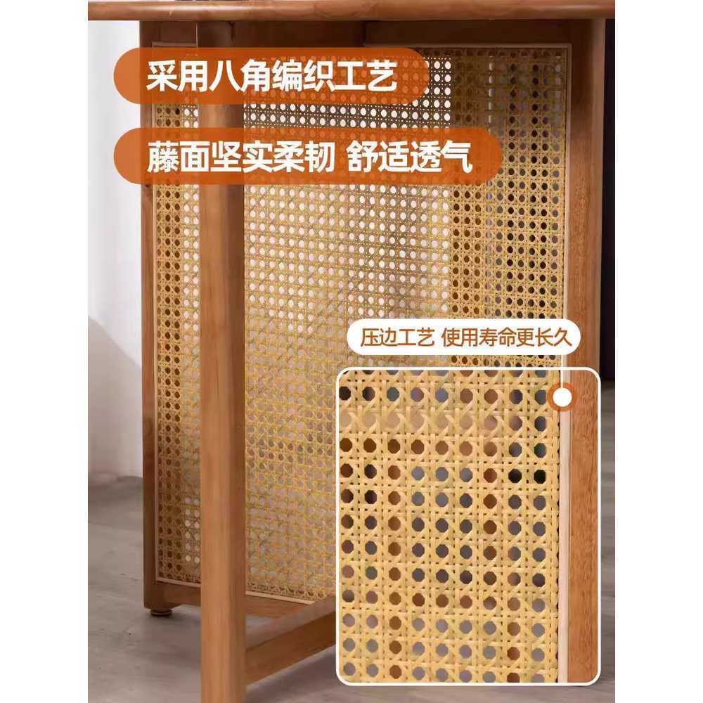 라탄식탁 원목 원형 테이블 카페 등나무 다이닝 엔틱 80cm - 상세 이미지 5