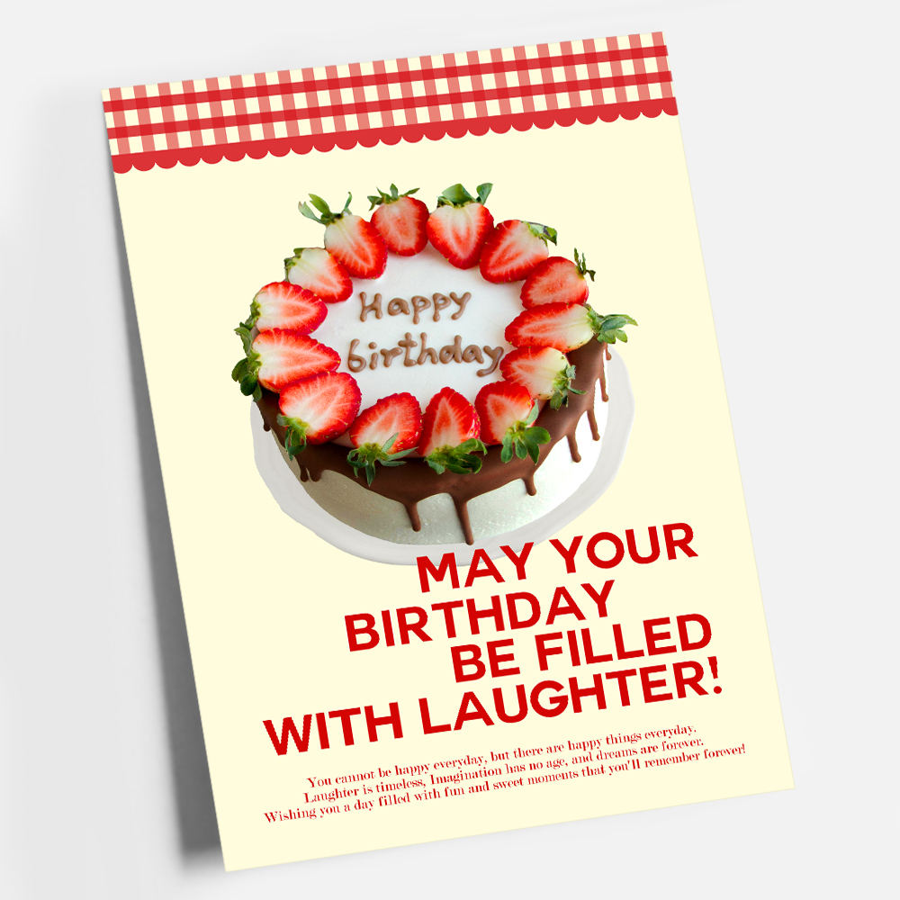 파티 포스터 생일 셀프 촬영 소품 HAPPY BIRTHDAY 딸기 초코 케이크 A4 - 상세 이미지 2