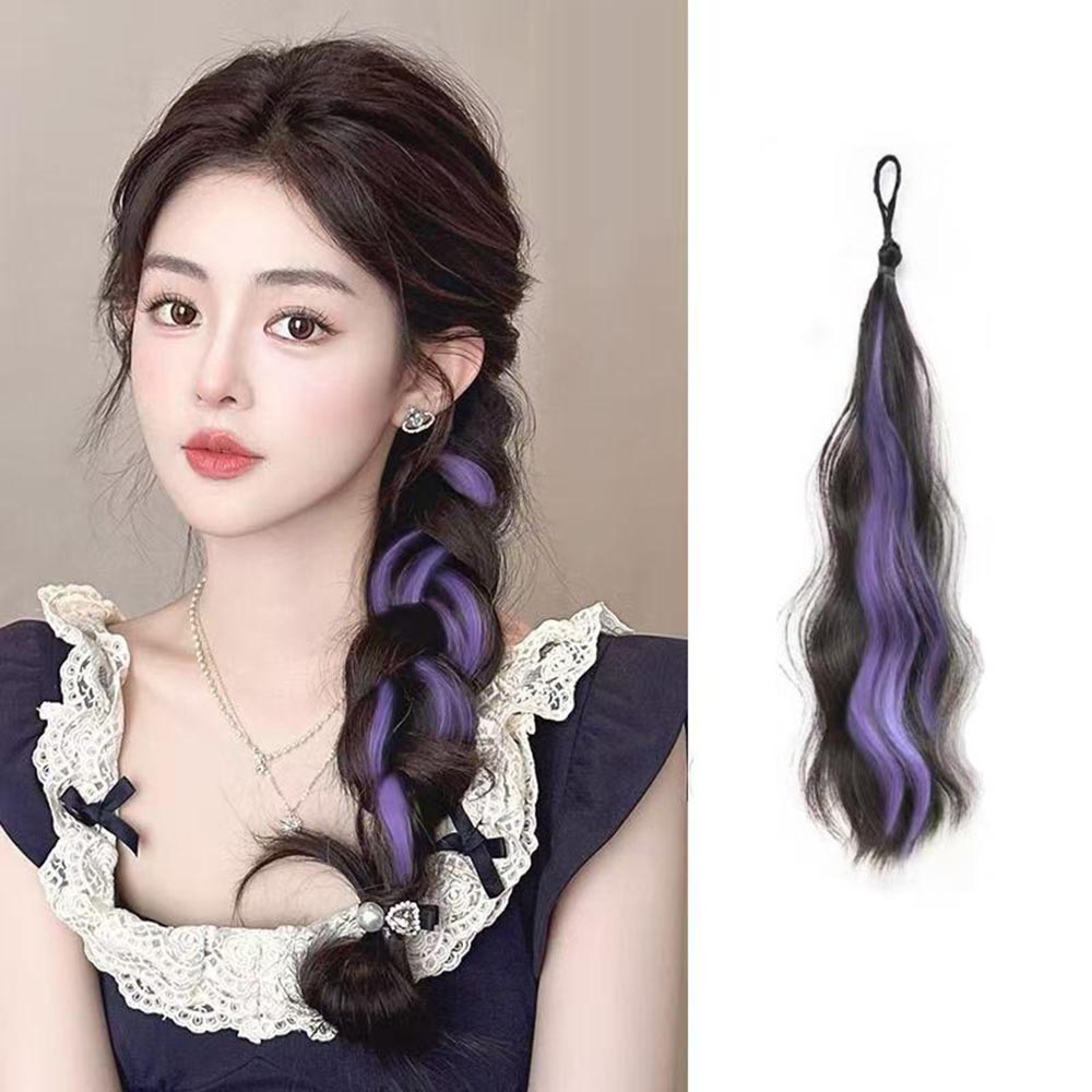 브릿지 컬러 헤어 웨이브 긴머리 머리끈 포니테일 부분 가발 - 상세 이미지 5