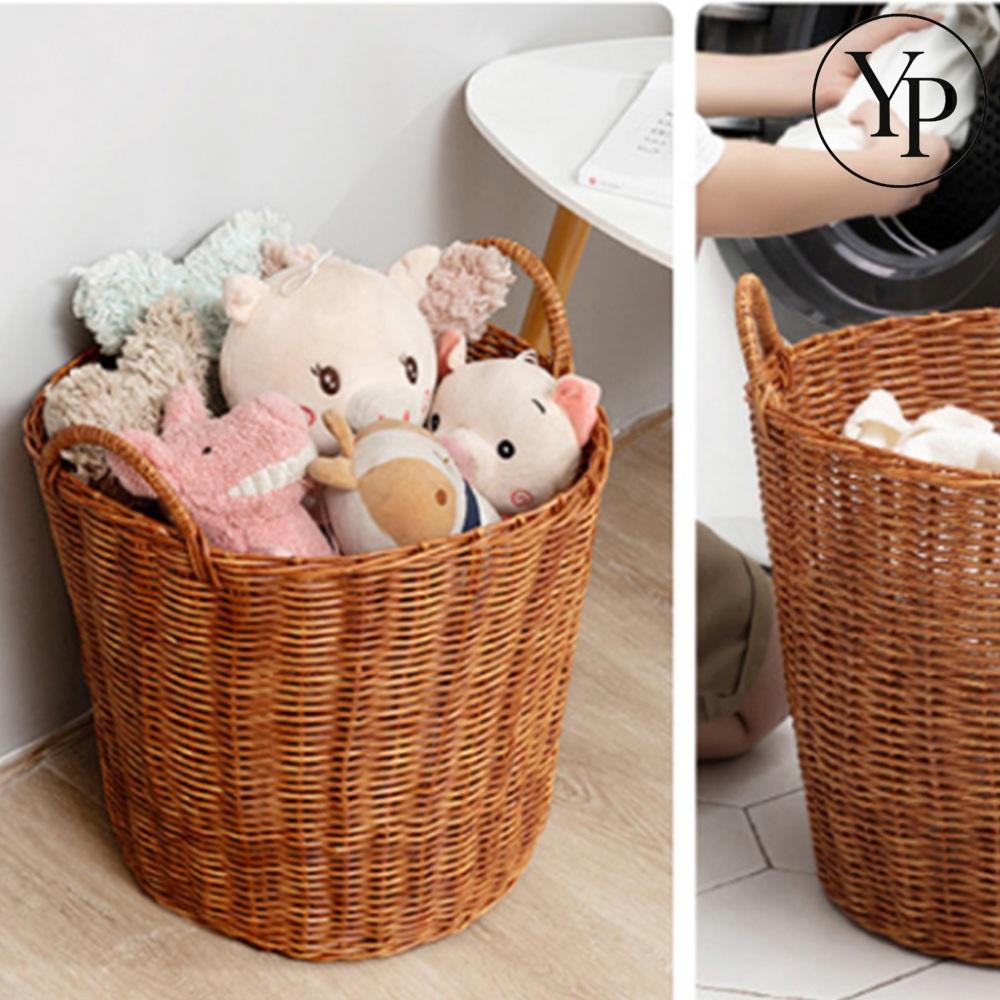 라탄 빨래 바구니 트롤리 인테리어 세탁물 수거함 디자인 빨래통
