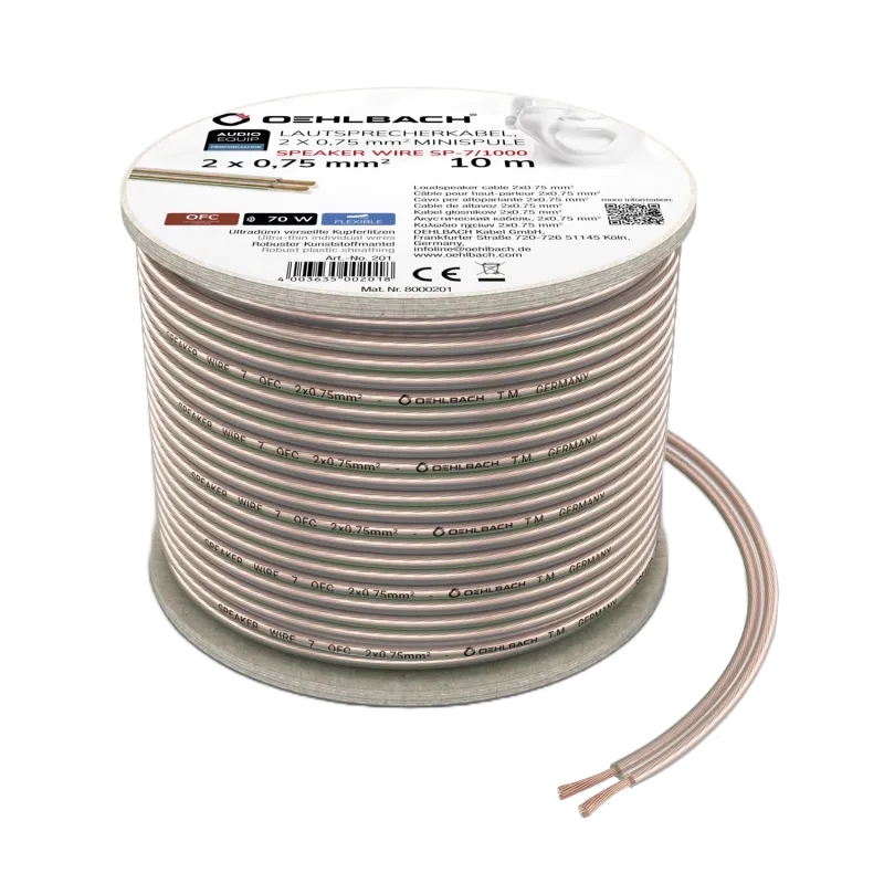 Oehlbach 오엘바흐 SPEAKER WIRE SP-7 스피커 케이블 2 x 0.75mm² 투명 10M 1롤 (D1C201) - 상품 이미지