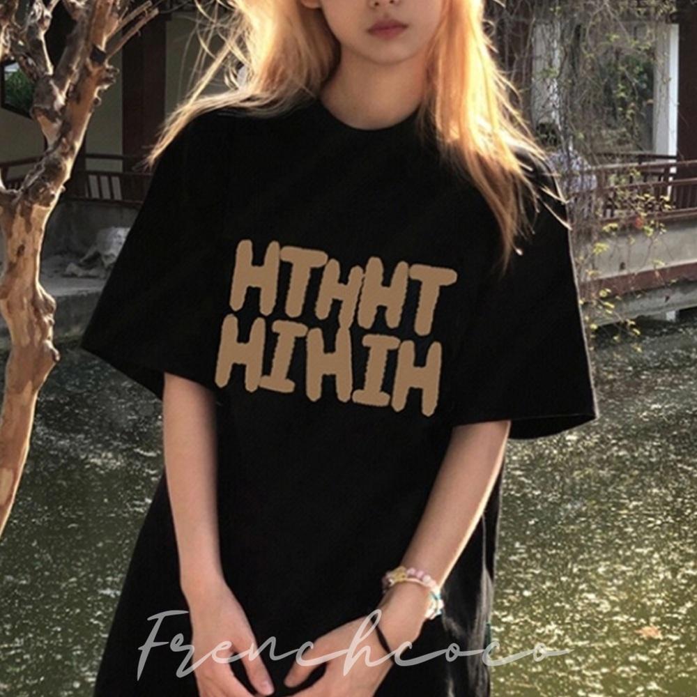 프렌치코코 레터링 반팔 데일리룩 오버핏 반팔티 - 상품 이미지