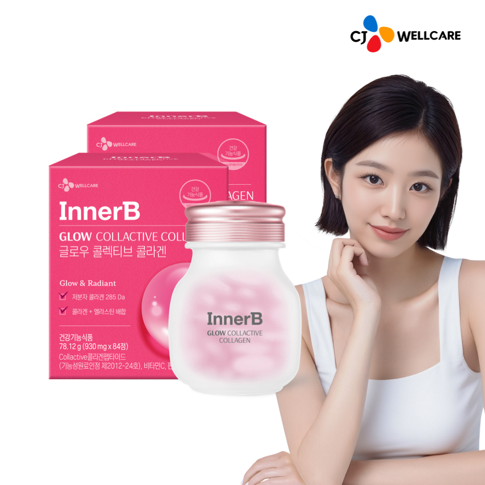 CJ 이너비 글로우 콜렉티브콜라겐 (정) 엘라스틴 285달톤 비타민C 84캡슐, 2개
