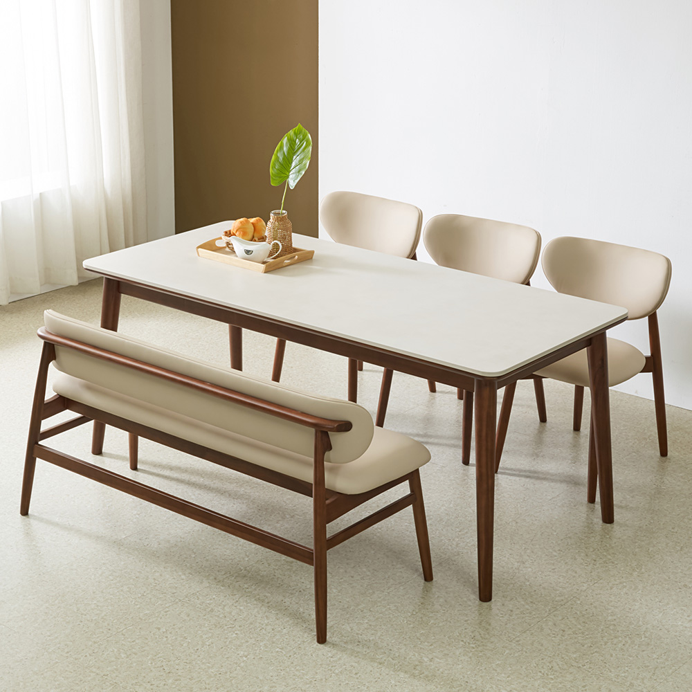 스코나 메릴본 원목 실리콘레더 가죽 2인 등받이 벤치 의자