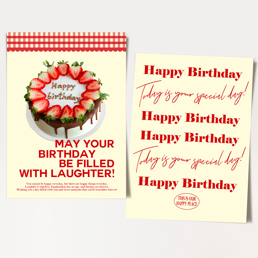파티 포스터 생일 셀프 촬영 소품 HAPPY BIRTHDAY 딸기 초코 케이크 A4 - 상세 이미지 5