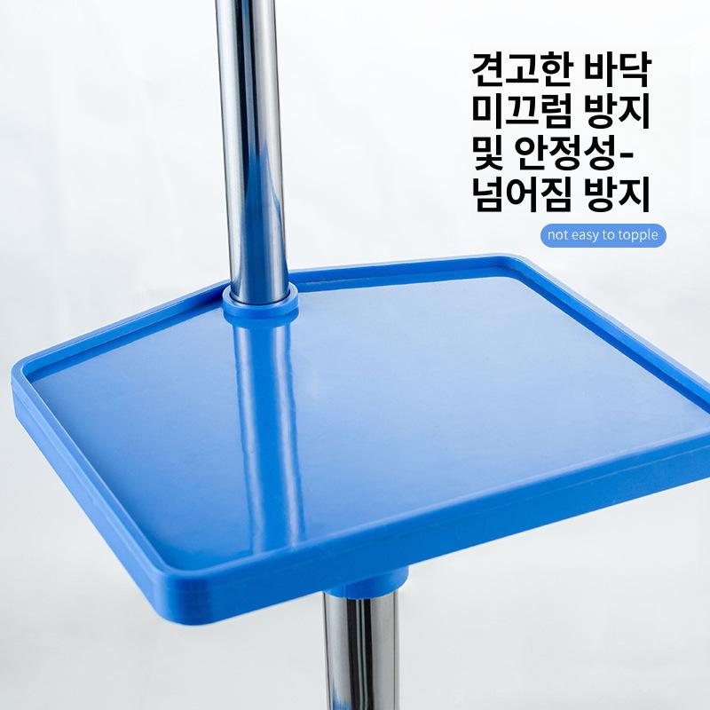 이동식 수액 걸이 링거대 스탠드 바퀴형 폴대 거치 스테인리스 삼각대 2후크 두꺼운 막대 - 상세 이미지 3