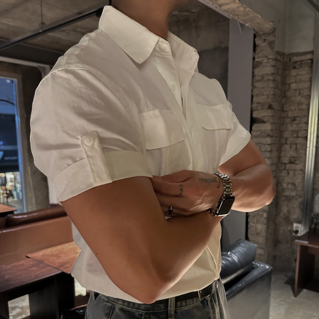 머슬핏반팔셔츠 반팔와이셔츠 나일론셔츠 - 상품 이미지