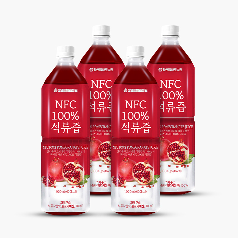 참앤들황토농원 NFC 착즙 석류즙주스 1L, 4개