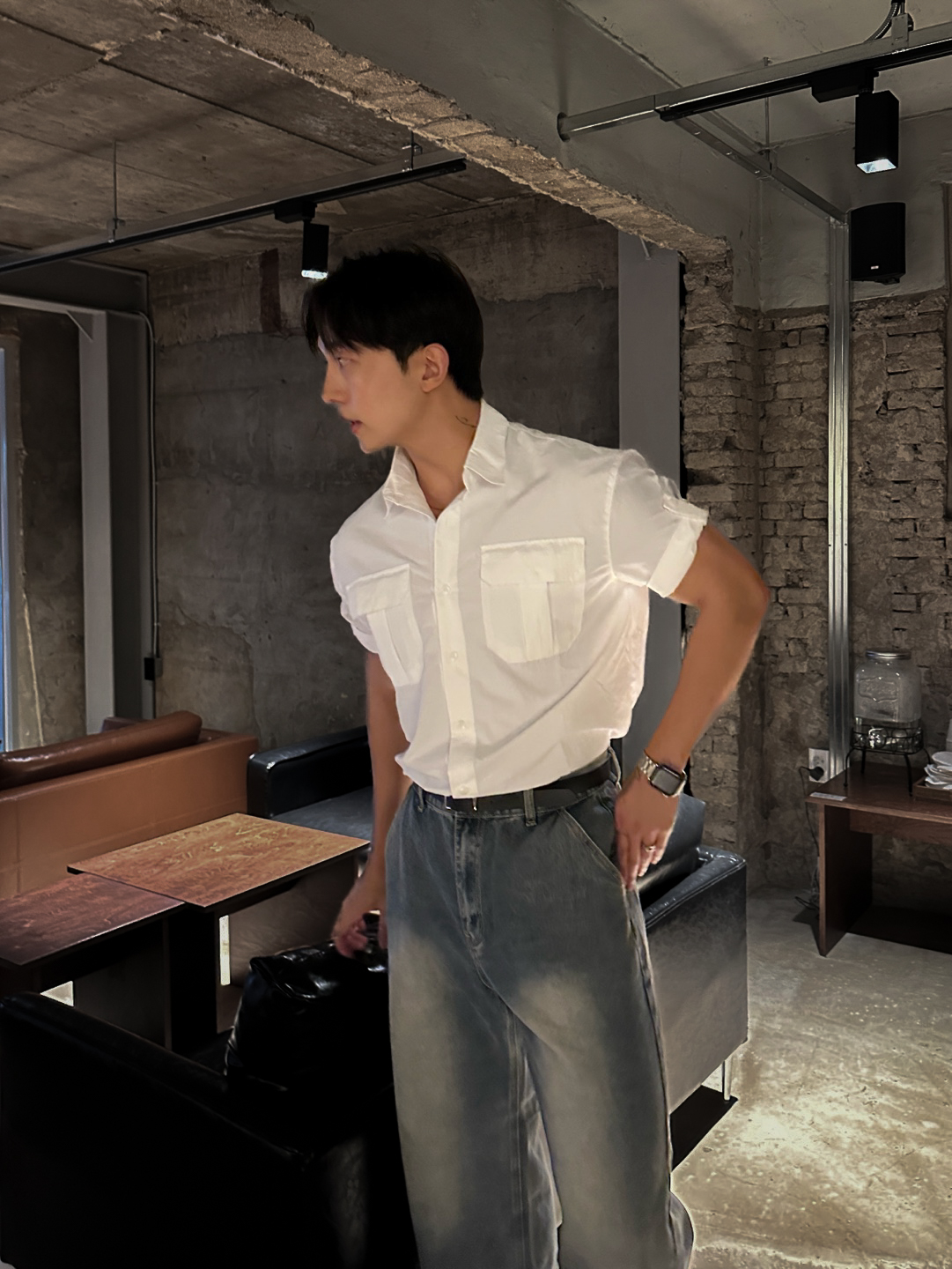 머슬핏반팔셔츠 반팔와이셔츠 나일론셔츠 - 상세 이미지 3