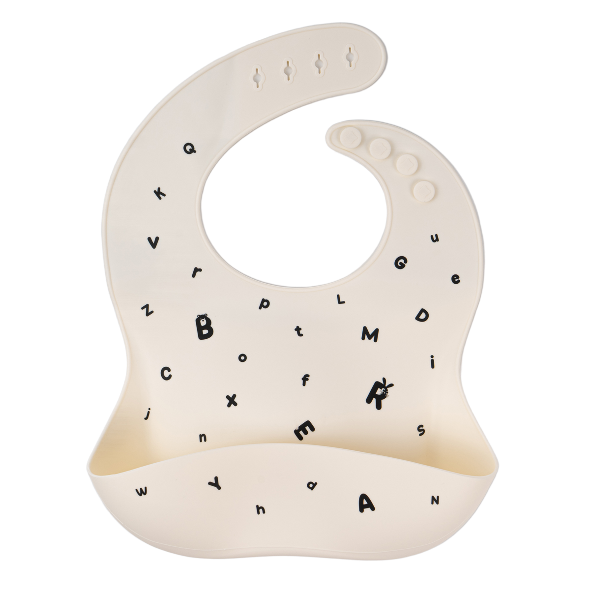 리틀그립 프리미엄 올 실리콘 턱받이 화이트알파벳