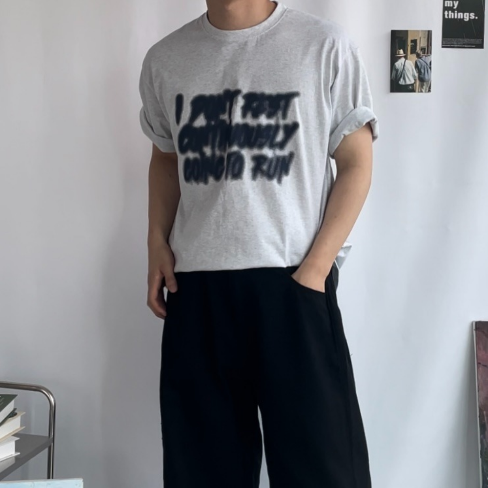 느낌좋은 캐주얼 스트릿 페인팅 오버핏 반팔 티셔츠 - 상품 이미지