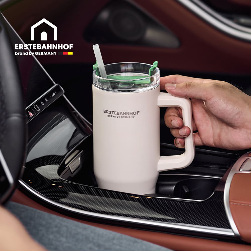 리유저블 보온보냉 진공 스테인레스 텀블러 887ml, 크림