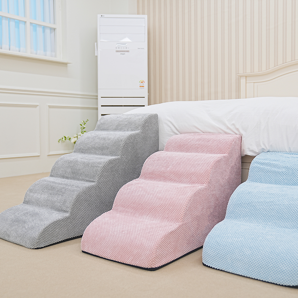 올미오펫 구름패브릭 강아지 계단 스텝 논슬립 반려견 애견 슬라이드 곡선 3단