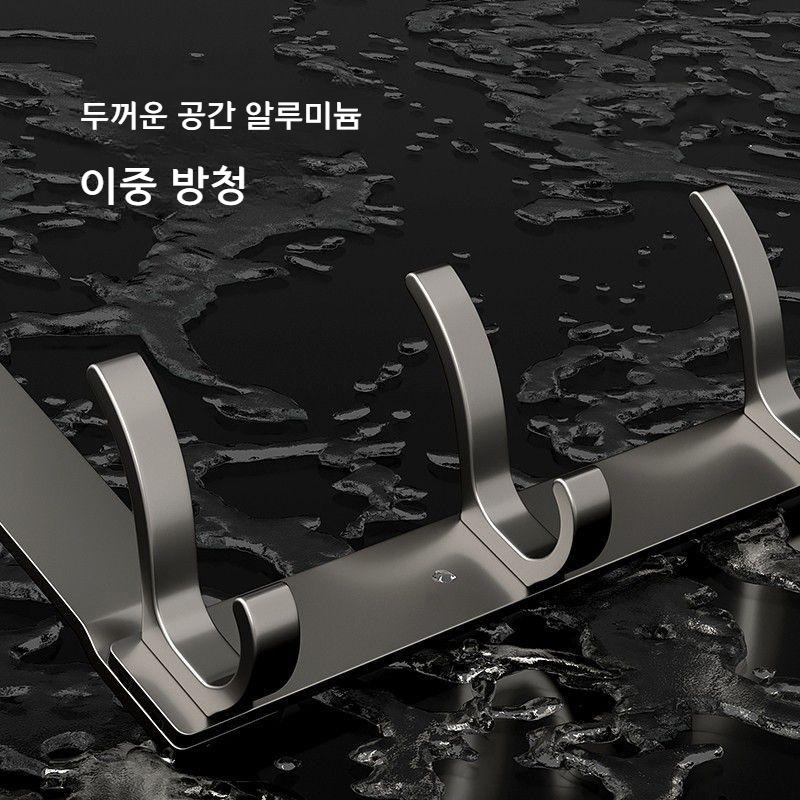 무타공문걸이후크 8구도어행거 욕실문수납걸이 알루미늄문걸이행거후크 01.블랙 6후크 롱 - 상세 이미지 3