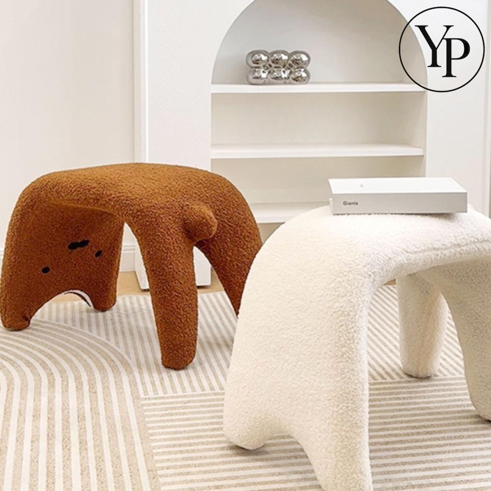 고양이 화장대 스툴 의자 캐릭터 보조 뽀글이 양모 팰트 인테리어 체어 소파 발받침