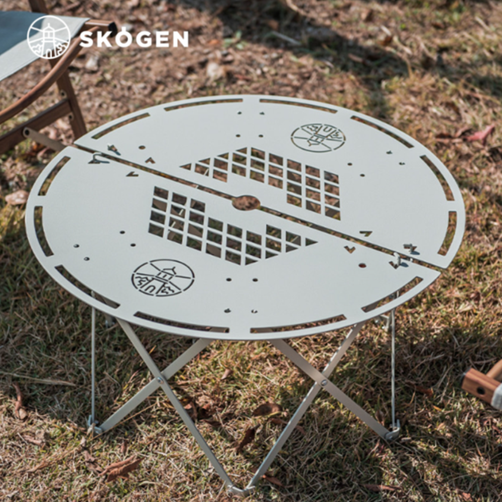 스코겐 라운드 멀티 테이블 화로대 테이블 호환 접이식 휴대용 원형 캠핑 테이블