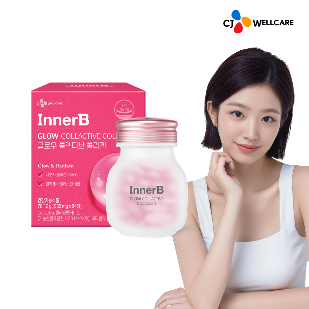 CJ 이너비 글로우 콜렉티브콜라겐 (정) 엘라스틴 285달톤 비타민C 84캡슐, 1개