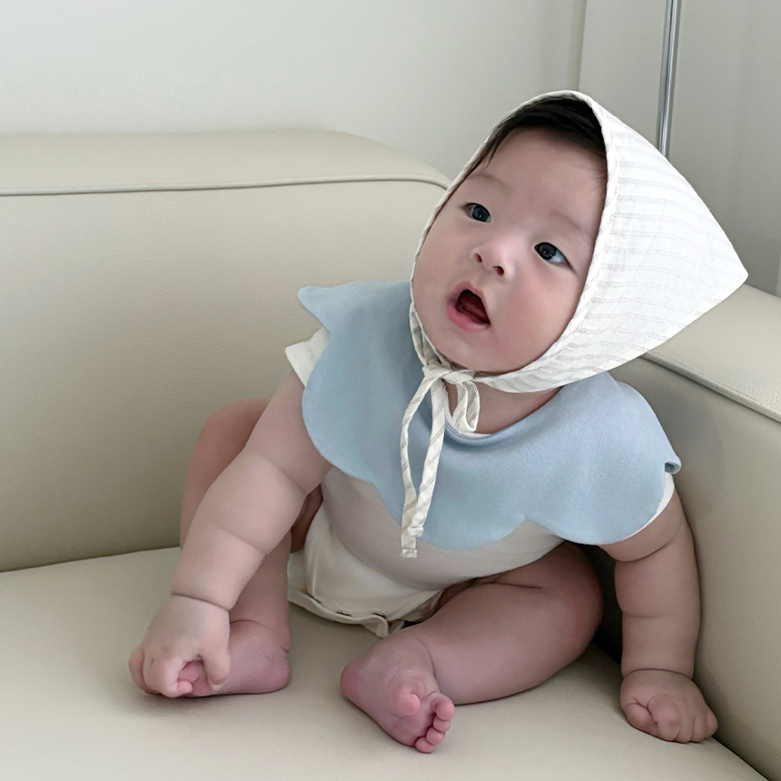 바니블라썸 심플롤링 꽃잎모양 턱받이 순면 빕 아기 유아 이유식턱받이 침받이 크림도트 이미지 6