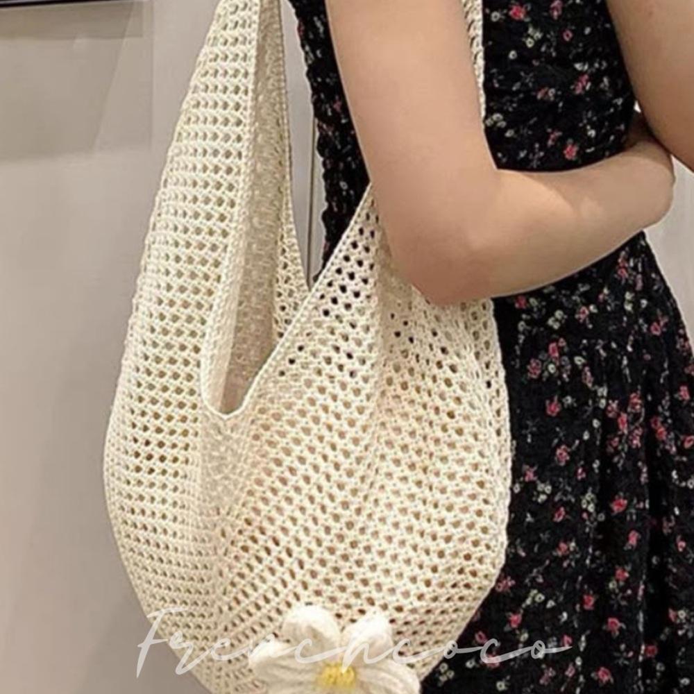프렌치코코 여름 짜임 매쉬 숄더백 에코백 비치 해수욕장 휴가 - 메인 이미지