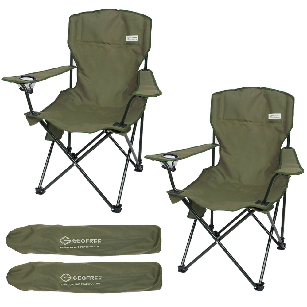 지오프리 리조트 캠핑 의자 1+1 접이식 경량 휴대용 와이드, 카키, 2개