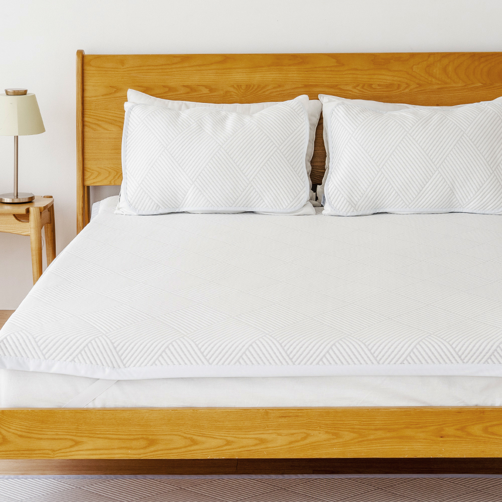 아이스론 쿨 냉감 밴드형 여름 침대 냉감패드+베게커버 세트 타입A_(아이스론A), K x 침대패드+베개커버 2EA