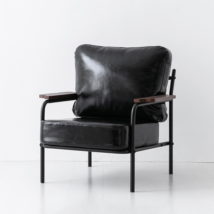 DELU 1인소파 1665 스툴미포함, 블랙 7014.4105, 1인용