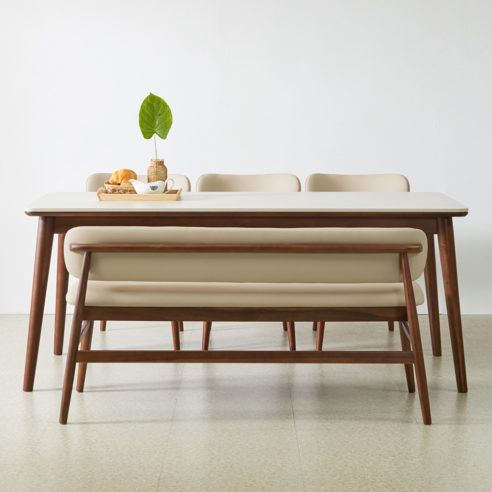 스코나 메릴본 원목 실리콘레더 가죽 2인 등받이 벤치 의자