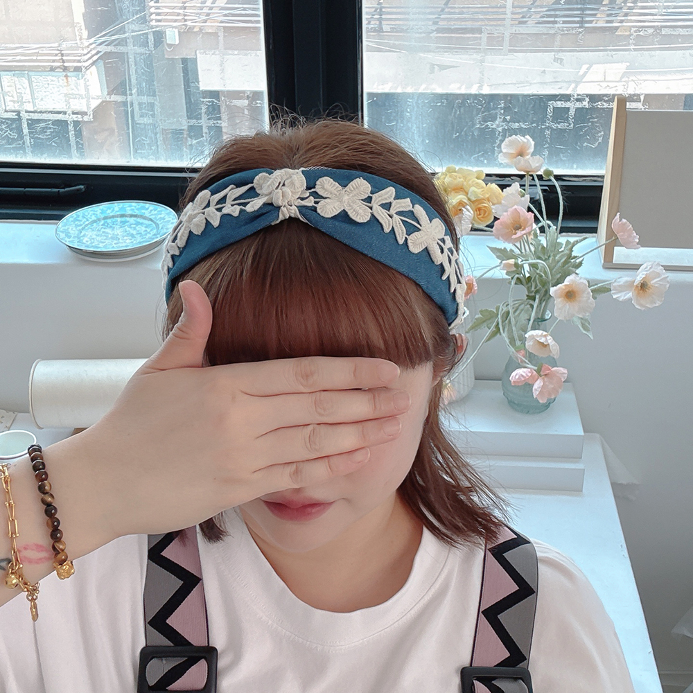 플라워자수린넨청머리띠 반다나 와이드헤어밴드 헤어터번 명품머리띠 넓은헤어밴드 이미지 7
