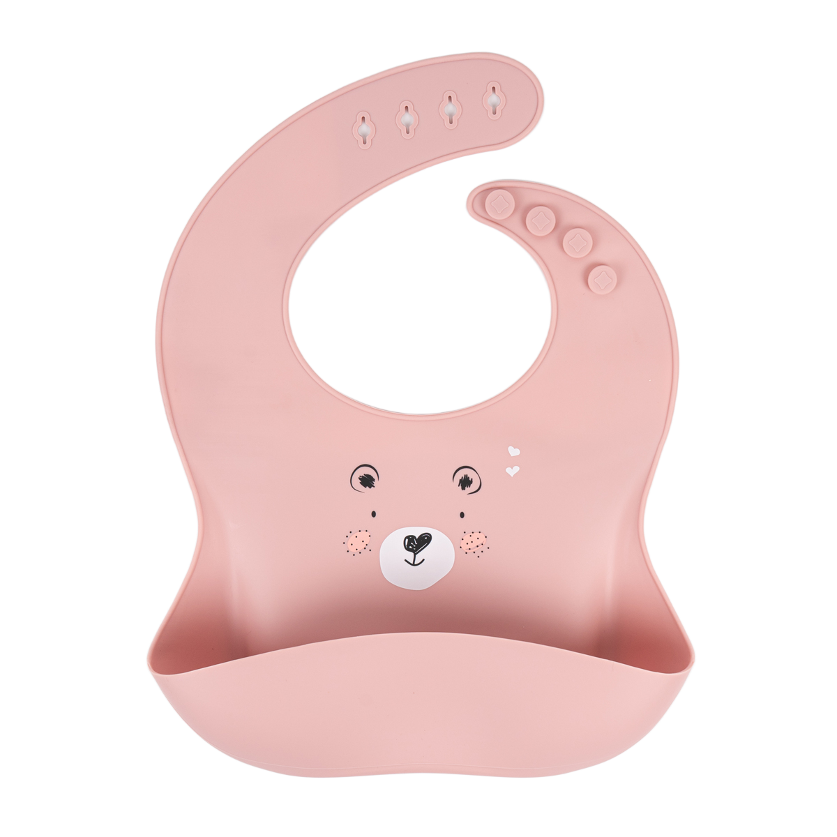 리틀그립 프리미엄 올 실리콘 턱받이 핑크곰돌이